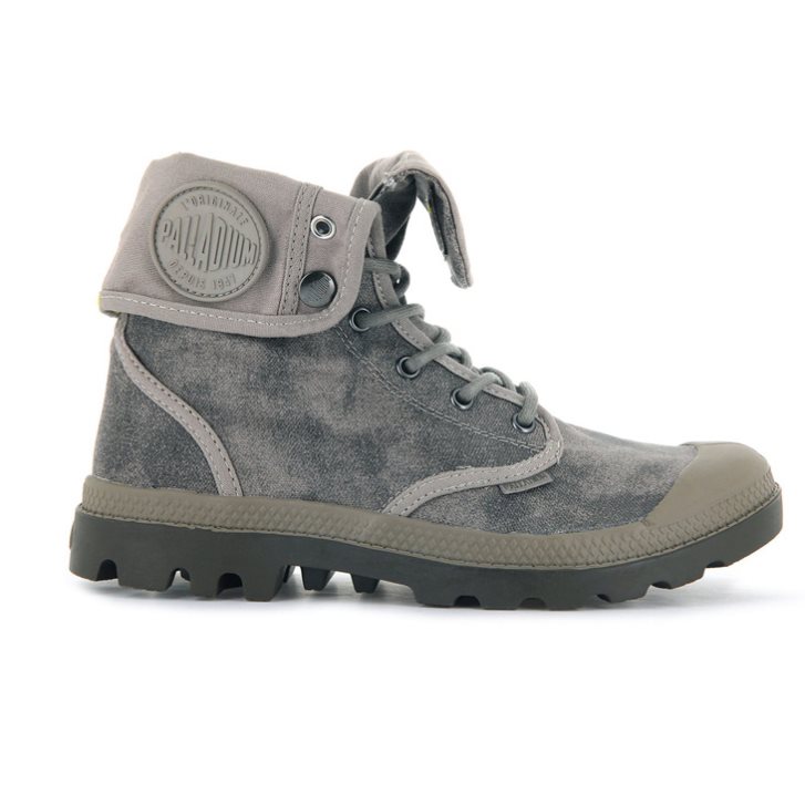 Palladium Pampa Baggy WAX Men\'s Boots Grey | UK T623-LUS